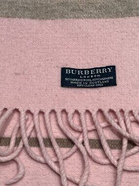 Authentic Vintage Pink Burberry Striped Scarf